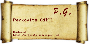 Perkovits Gál névjegykártya